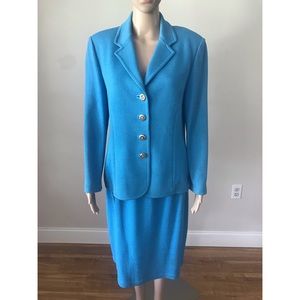 St. John Collection Blue Skirt and Blazer Set